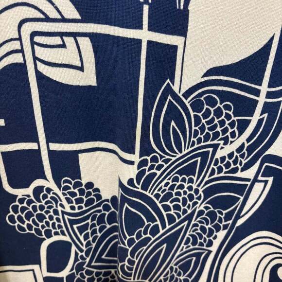 Tori Richard XL Blue & White Abstract Geo-Botanical Shift Dress – Resort Wear - Picture 3 of 3